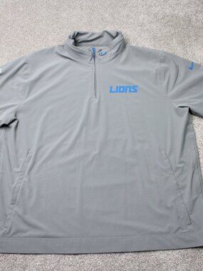 Nike Detroit Lions Jacket Men 3XL XXXL Gray 1/4 Zip NFL Double Side Zip Pullover